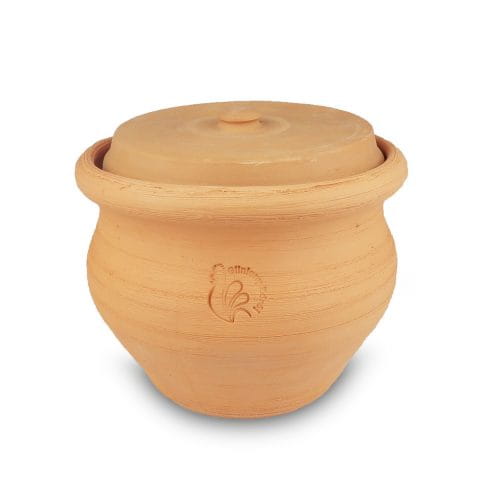 Gliniany garnek duży z pokrywką 3l