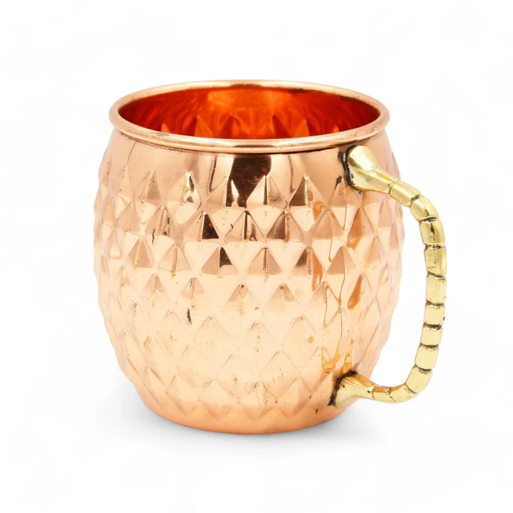 KUBEK miedziany diament z uchem, 530 ml