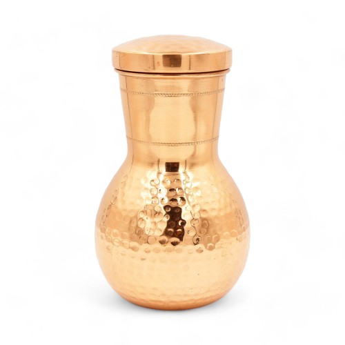 KARAFKA miedziana z kubkiem pękata 1,2 l