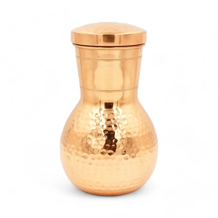 KARAFKA miedziana z kubkiem pękata 1,2 l