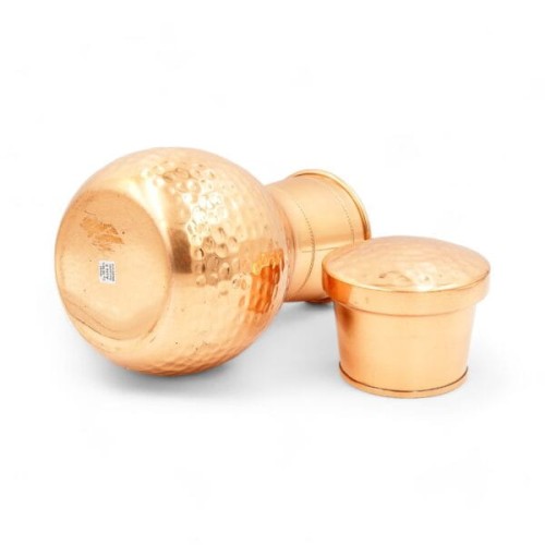 KARAFKA miedziana z kubkiem pękata 1,2 l