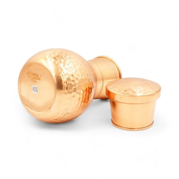 KARAFKA miedziana z kubkiem pękata 1,2 l