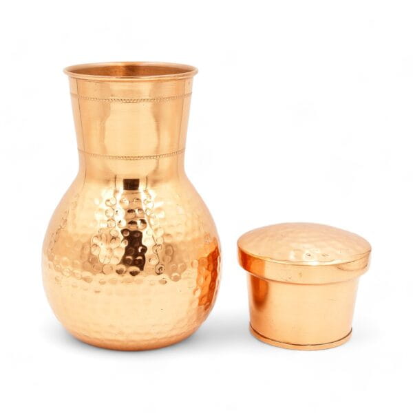 KARAFKA miedziana z kubkiem pękata 1,2 l