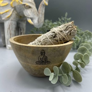 Drewniana Miska na Smugi i Dary Rytualne - BUDDA
