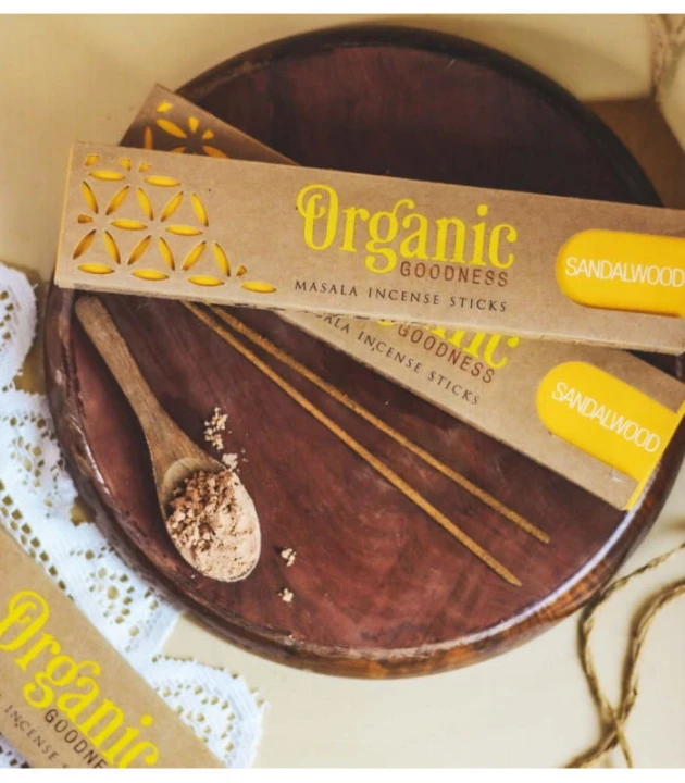 Kadzidełka organiczne w patyczkach - zapach SANDALWOOD, drzewo sandałowe, 15 g