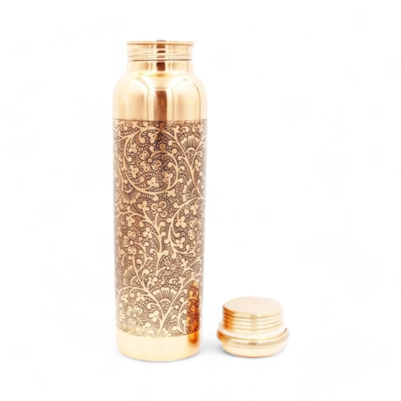 BUTELKA miedziana grawerowana ciemna, 900ml