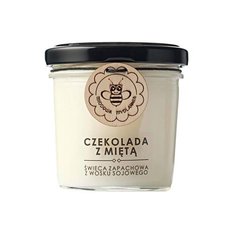 Świeca Sojowa w słoiczku, CZEKOLADA Z MIĘTĄ - 120 ml