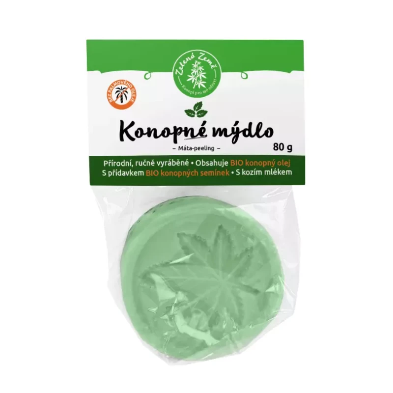 Konopne Mydło Peelingujące, ręcznie robione z kozim mlekiem - Miętowe, 80 g