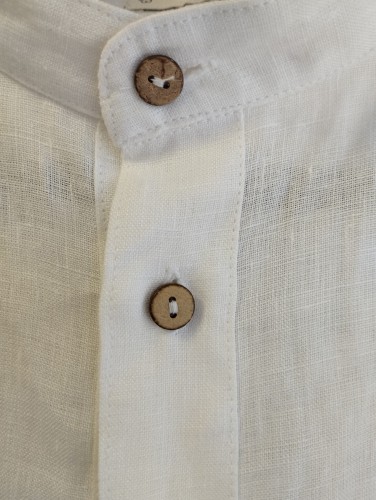 Lniana Koszula męska - ZE STÓJKĄ, biała