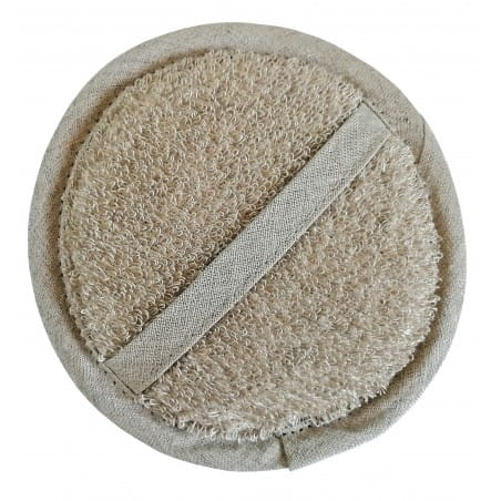 Krążek PEELINGUJĄCY lniany z uchwytem, naturalny - średnica 15 cm