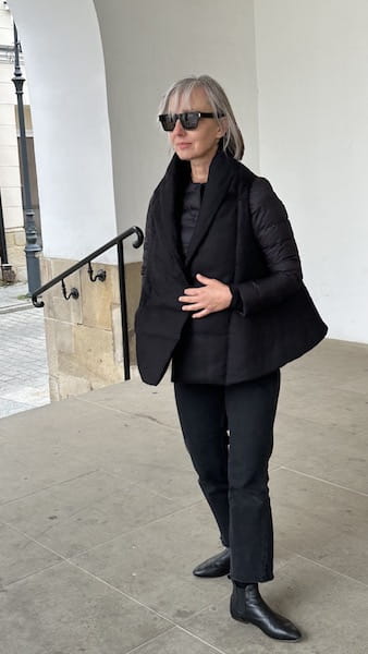 Kamizelka lniana OCIEPLANA damska, czarna