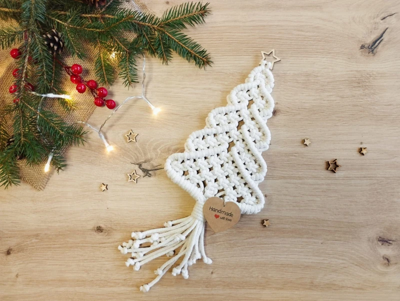 Ozdoba ze sznurka CHOINKA duża, rękodzieło