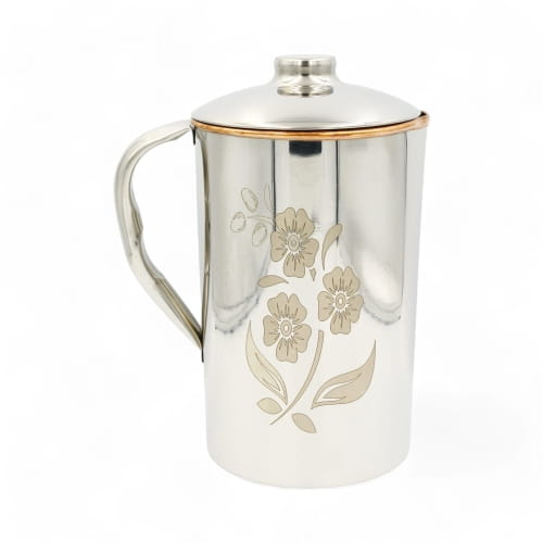 DZBANEK stalowy z miedzianym środkiem, 2 l - KWIATY