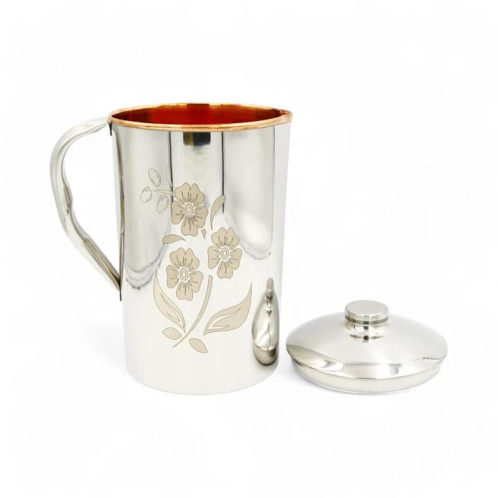 DZBANEK stalowy z miedzianym środkiem, 2 l - KWIATY