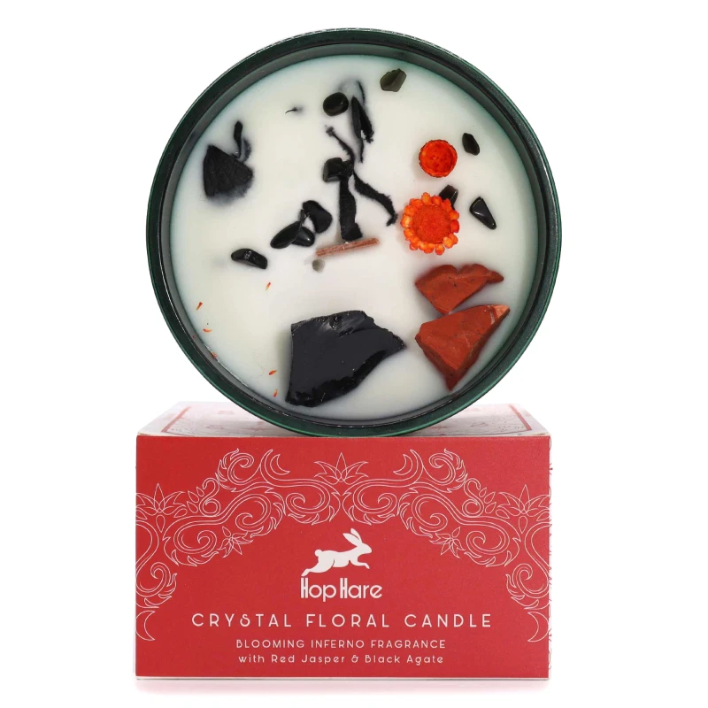 Świeca sojowa z Kamieniami i Kwiatami w szkle - Tarot Diabeł, 170 g