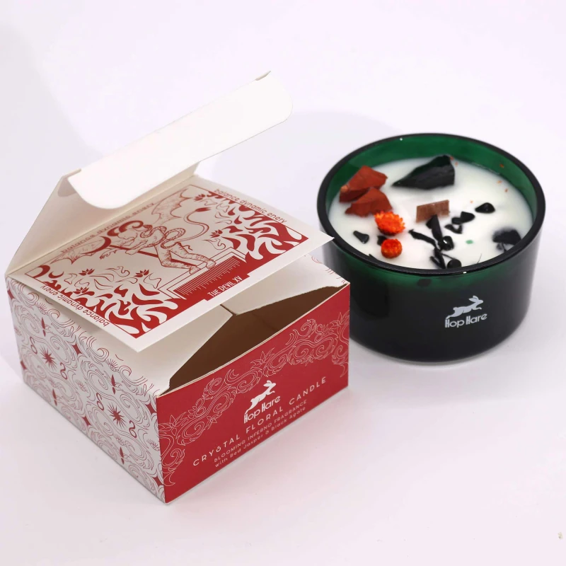 Świeca sojowa z Kamieniami i Kwiatami w szkle - Tarot Diabeł, 170 g