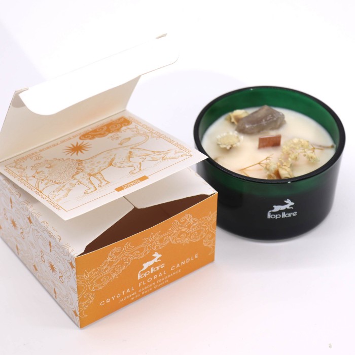 Świeca sojowa z Kamieniami i Kwiatami w szkle - Tarot Lew, 170 g