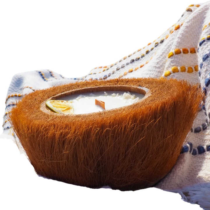 Świeca sojowa w KOKOSIE Z WŁOSEM, duża - Egzotyczna, 600 ml