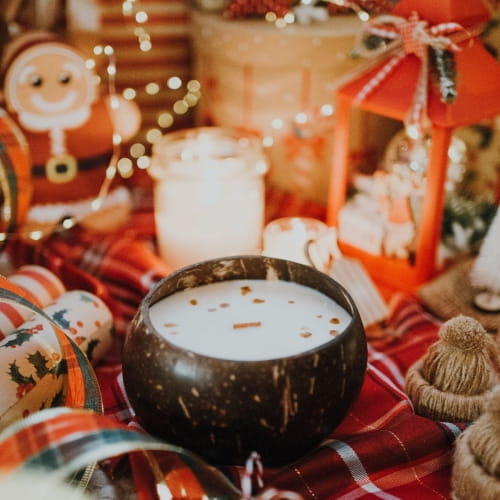 Świeca sojowa w KOKOSIE, duża - Laska Waniliowa, 550 ml