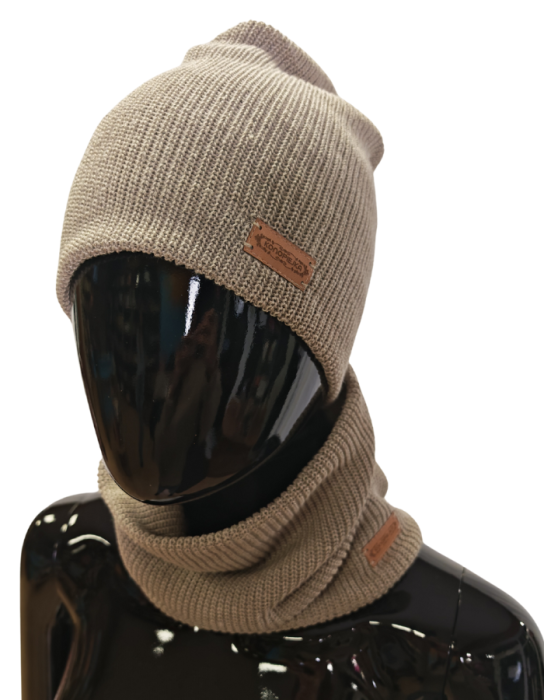 Czapka + Komin LEN 100%, Komplet uniwersalny