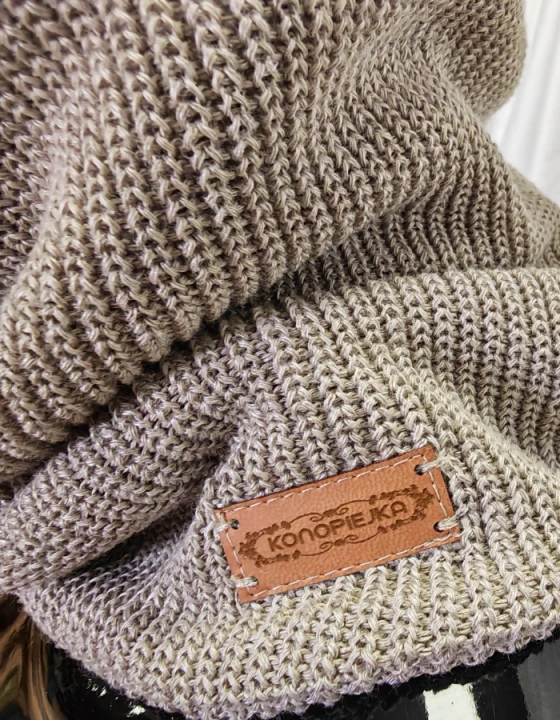 Czapka + Komin LEN 100%, Komplet uniwersalny