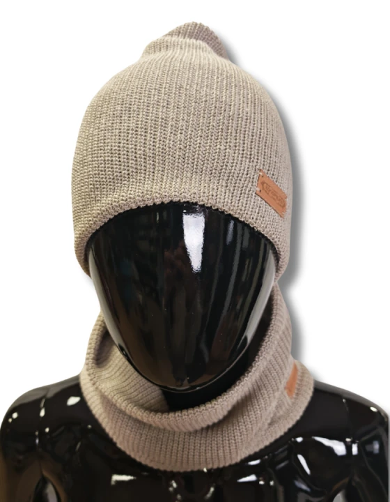 Czapka + Komin LEN 100%, Komplet uniwersalny