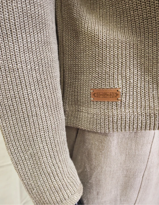 Sweter damski, Bluza - LEN 100%, naturalny S/M