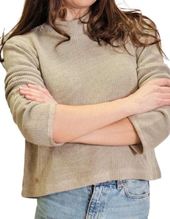 Sweter damski, Bluza - LEN 100%, naturalny S/M