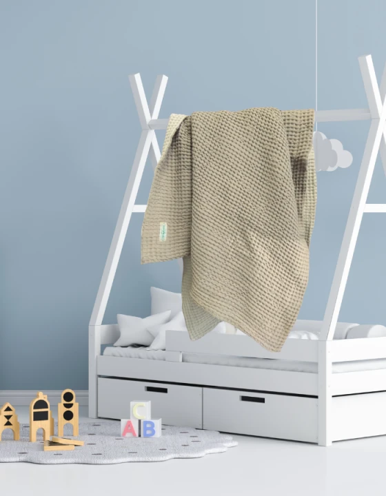 Kocyk lniano-bawełniany, DWUSTRONNY / 110 cm x 90 cm