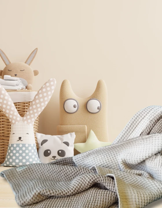 Kocyk lniano-bawełniany, DWUSTRONNY / 110 cm x 90 cm