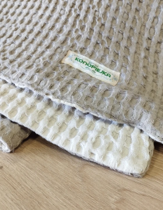 Kocyk lniano-bawełniany, DWUSTRONNY / 110 cm x 90 cm