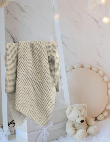 Kocyk lniano-bawełniany, DWUSTRONNY / 110 cm x 90 cm