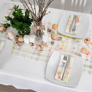 Lniany Bieżnik - wzór WIELKANOC - 40 x 140 cm