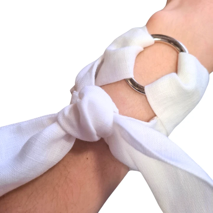 Lniana Bransoletka damska, WIĄZANA - biała