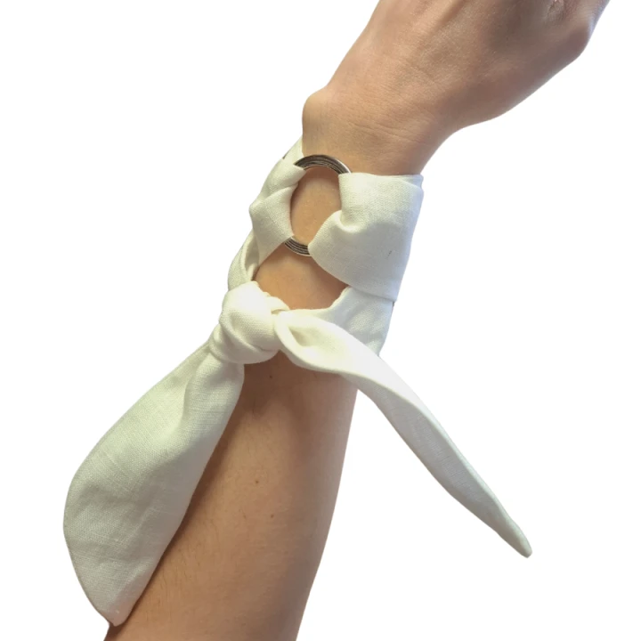 Lniana Bransoletka damska, WIĄZANA - biała