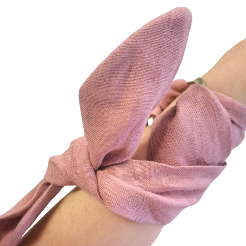 Lniana Bransoletka damska, WIĄZANA - różowa