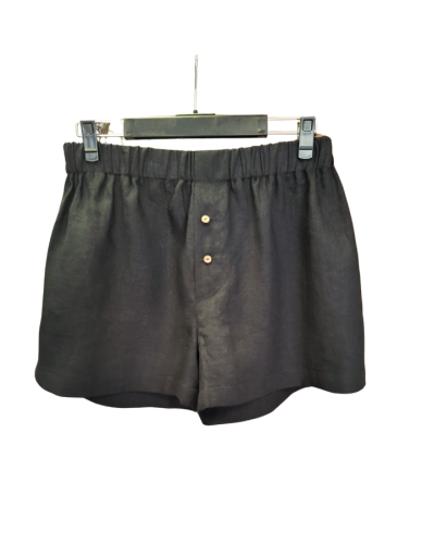 Lniane Spodenki, Szorty męskie - CZARNE