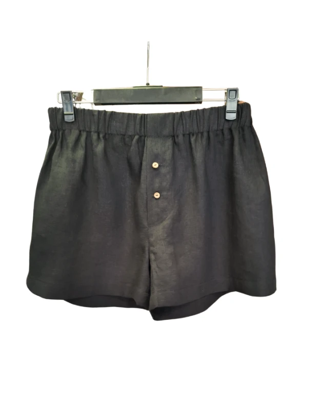 Lniane Spodenki, Szorty męskie - CZARNE