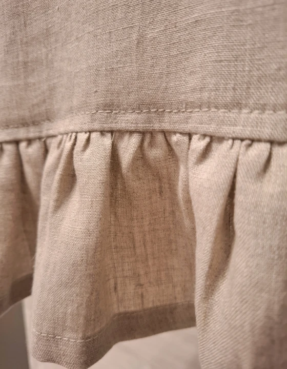 Lniany Bieżnik Z Falbaną - NATURALNY, 40 x 180 cm