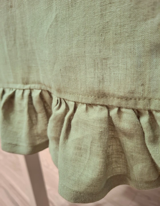 Lniany Bieżnik Z Falbaną - KHAKI, 40 x 160 cm