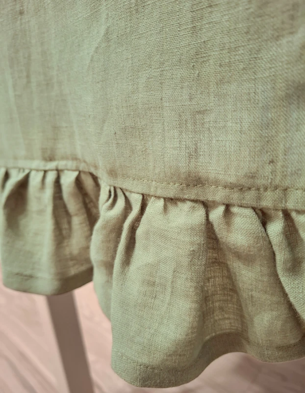 Lniany Bieżnik Z Falbaną - KHAKI, 40 x 160 cm