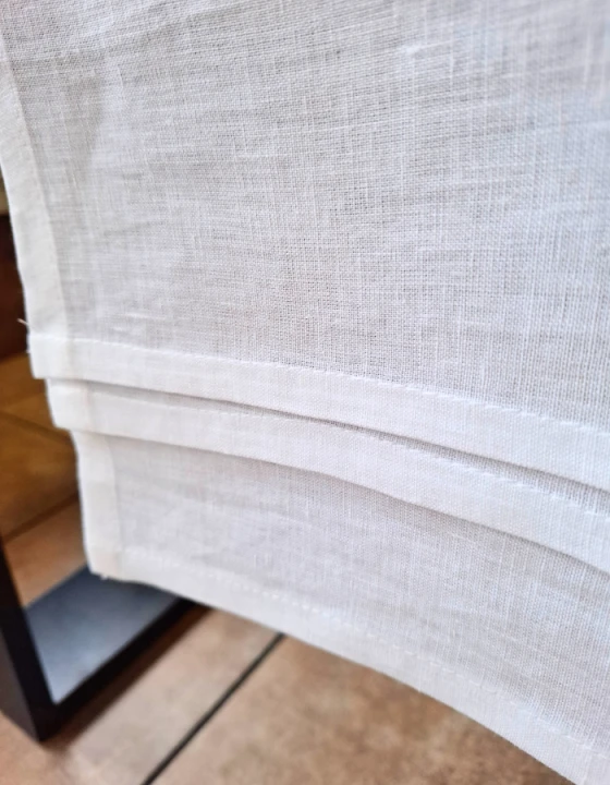 Lniany Bieżnik Z Plisami - BIAŁY, 40 x 100 cm