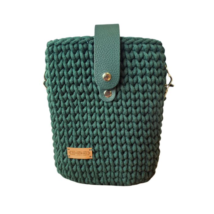 Torebka PLECIONA, listonoszka BUTELKOWA ZIELEŃ