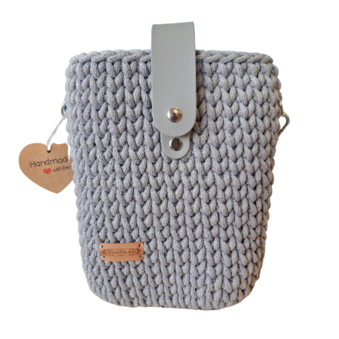 Torebka PLECIONA, listonoszka JASNY POPIEL
