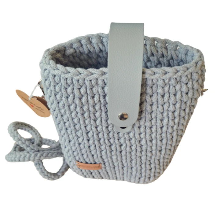 Torebka PLECIONA, listonoszka JASNY POPIEL