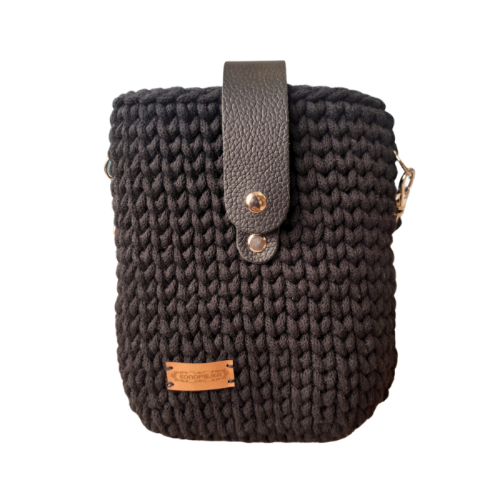 Torebka PLECIONA, listonoszka CZARNA