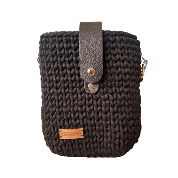 Torebka PLECIONA, listonoszka CZARNA