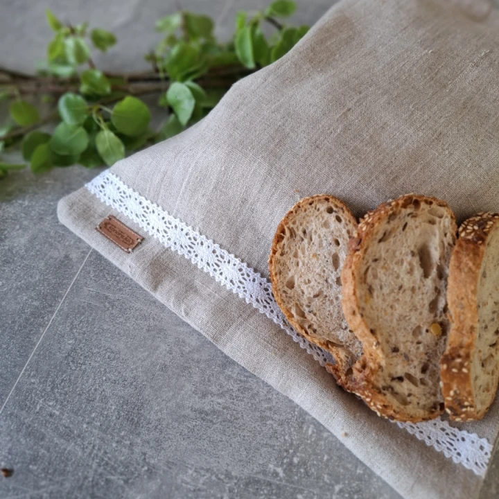 WOREK LNIANY na pieczywo, zioła, suszoną żywność, bieliznę, kosmetyki, buty - 40 cm x 30 cm