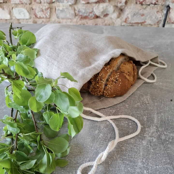 WOREK LNIANY na pieczywo, zioła, suszoną żywność, bieliznę, kosmetyki, buty - 40 cm x 30 cm