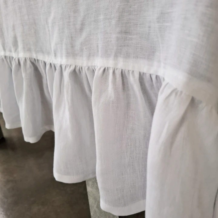 Lniany Obrus z Falbaną - BIAŁY